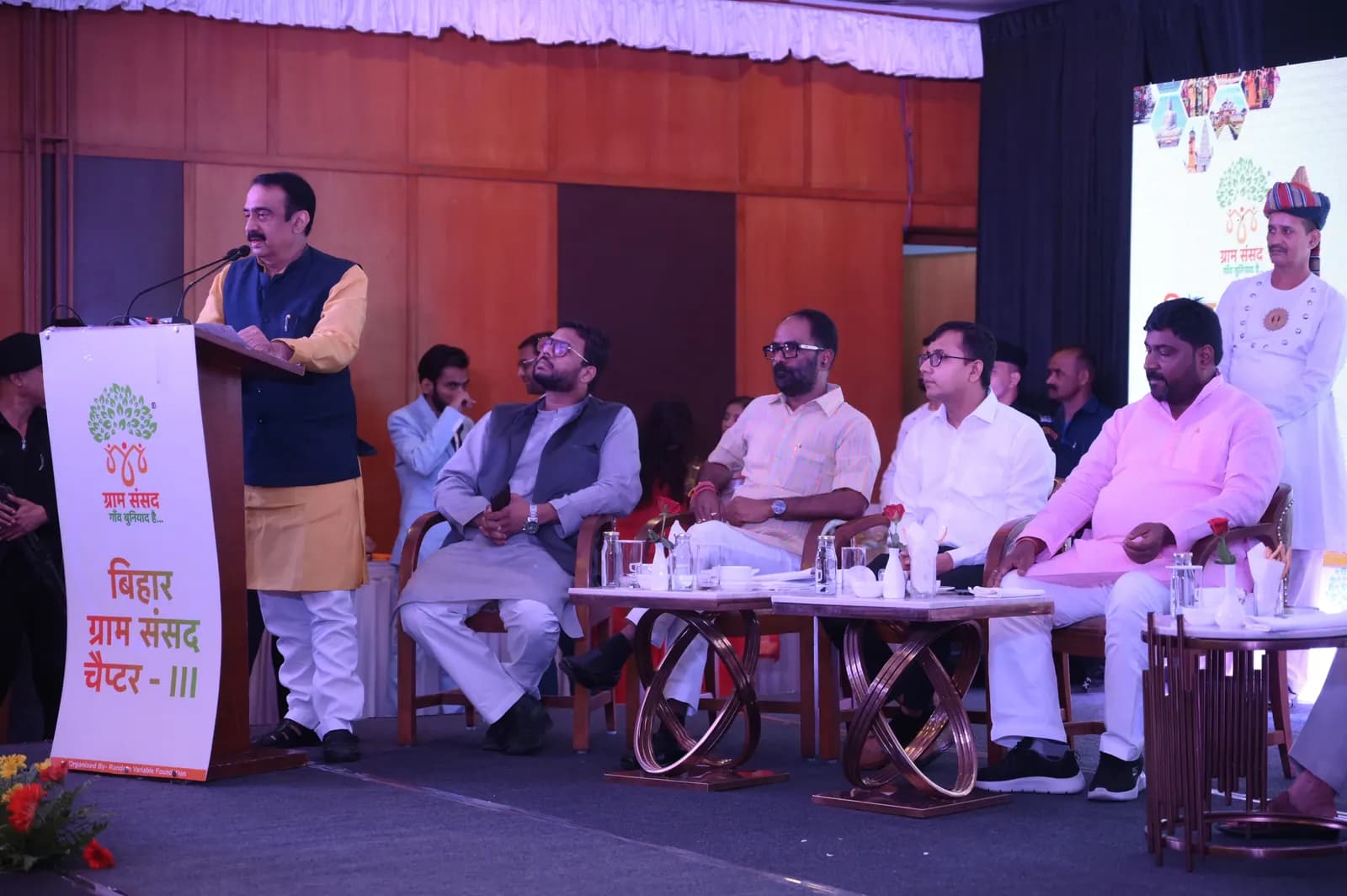 A speaker at the Bihar Gram Sansad Chapter-III