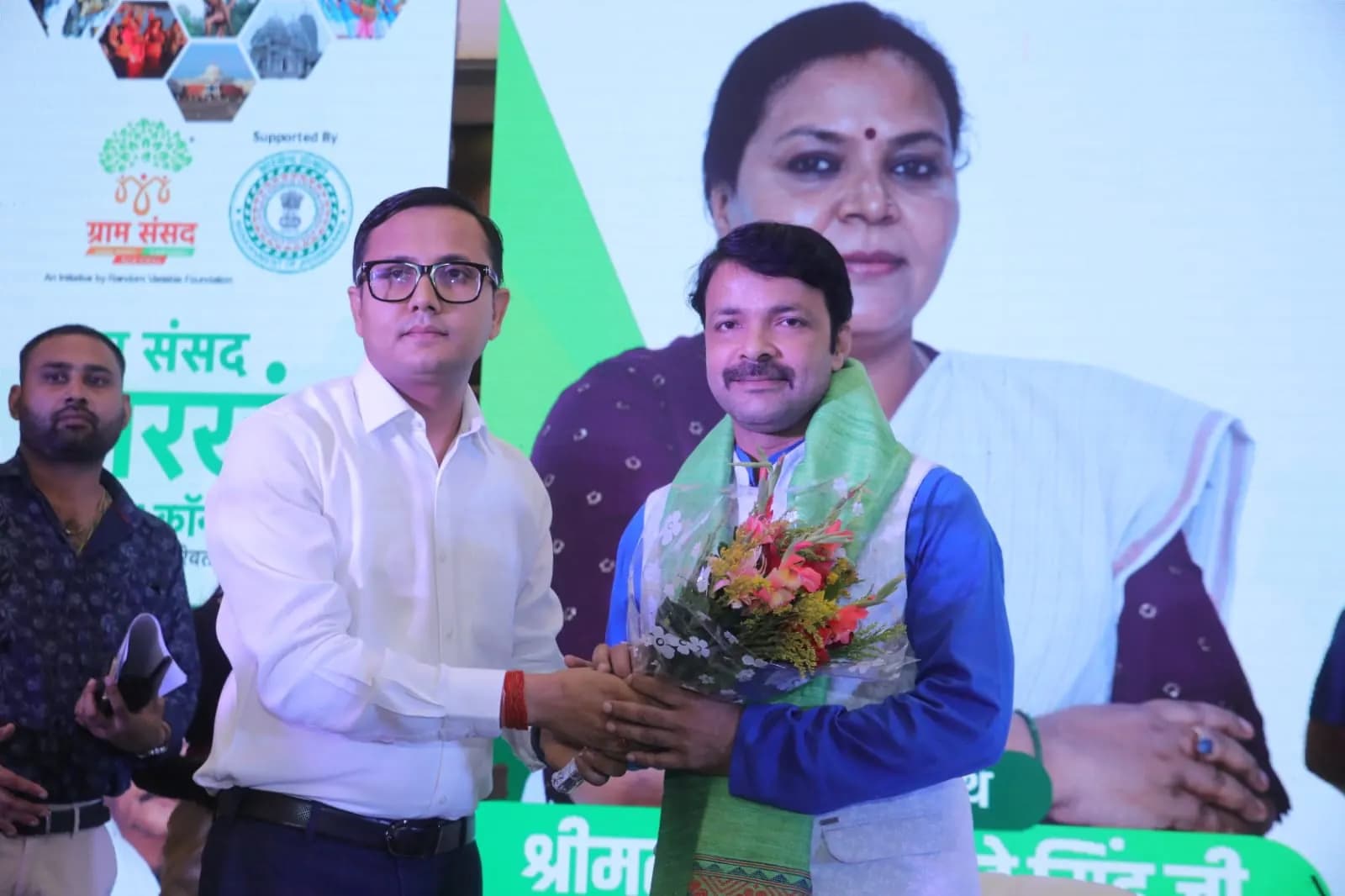 Welcoming a guest at the Jharkhand Conclave