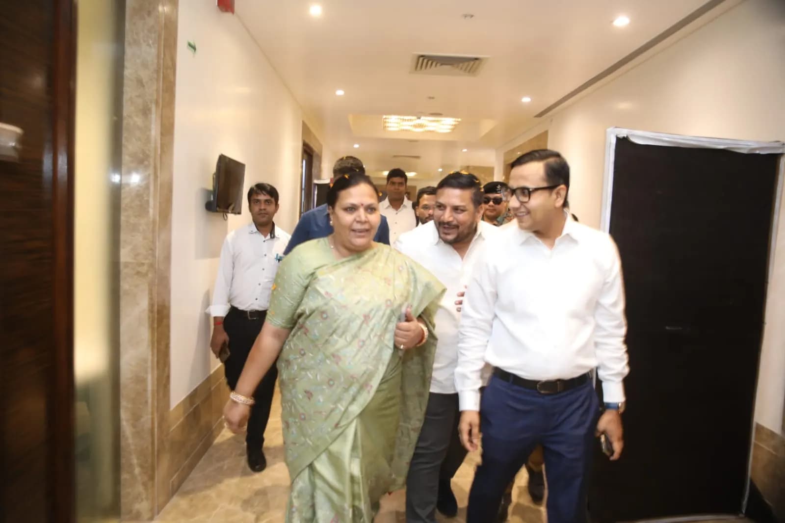 Walking with the chief guest before the Jharkhand Conclave