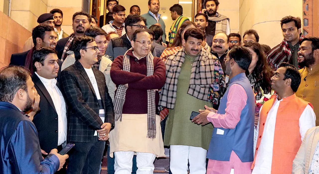 With leaders at an indoor gathering